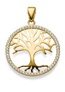 Gold Zirkonia Baum Anhänger (24-339)