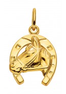 Pferdekopf im Hufeisen Kettenanhänger aus Gold