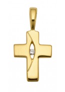 Kreuz Anhänger mit Zirkonia aus Gold