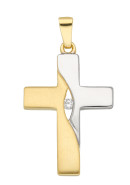 Kreuz Anhänger mit Zirkonia aus Gold