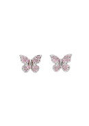Schmetterling Ohrstecker aus Silber mit Zirkonia rosa